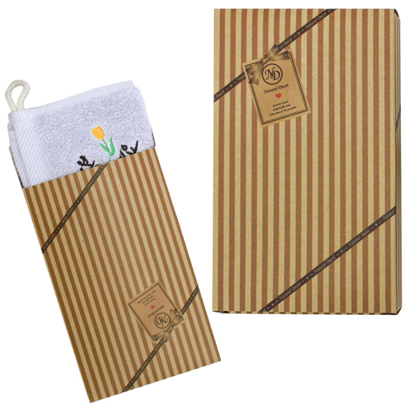1 piece of calligraphy embroidery ring towel in a square case 01. White (Thank you)
