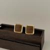 Hong Kong Retro Enamel Coffee Stud Earrings: Elegant Geometric Jewelry for Women