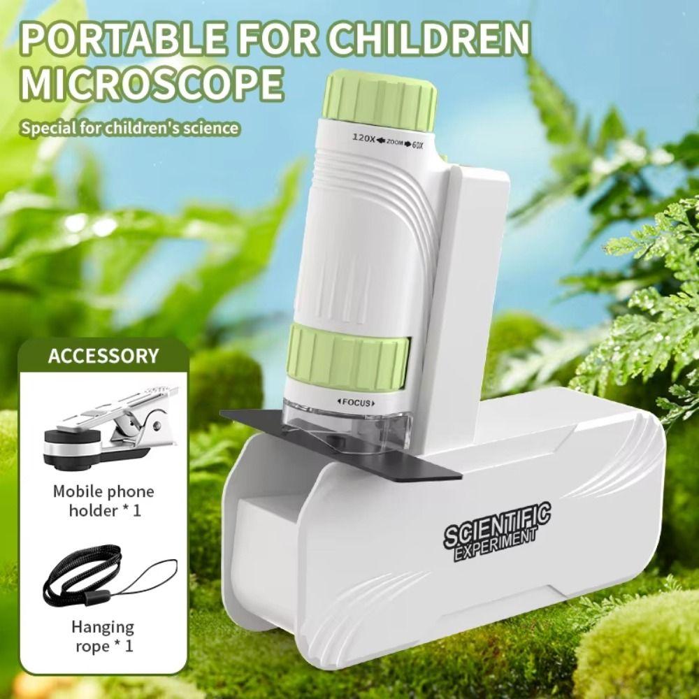 With LED Light Portable Handheld Microscope Toy Mini Microscope for Kids  Student Science Lab