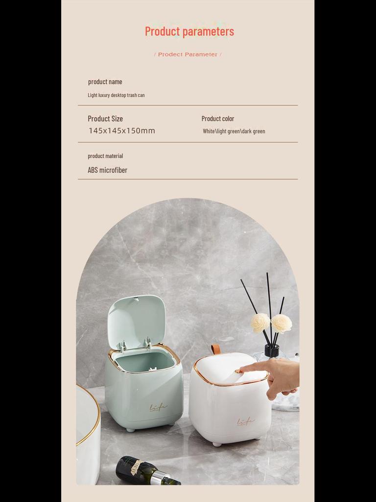 Coș de gunoi mic de lux cu capac pentru depozitarea noptierei