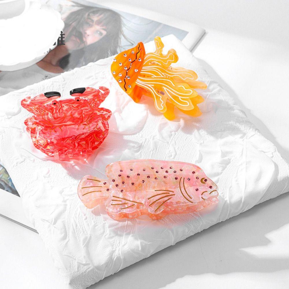 Sweet Ocean Animal Hair Clip Acetic Acid Geometry Shark Clip Crab Fish Hair Claw Travel