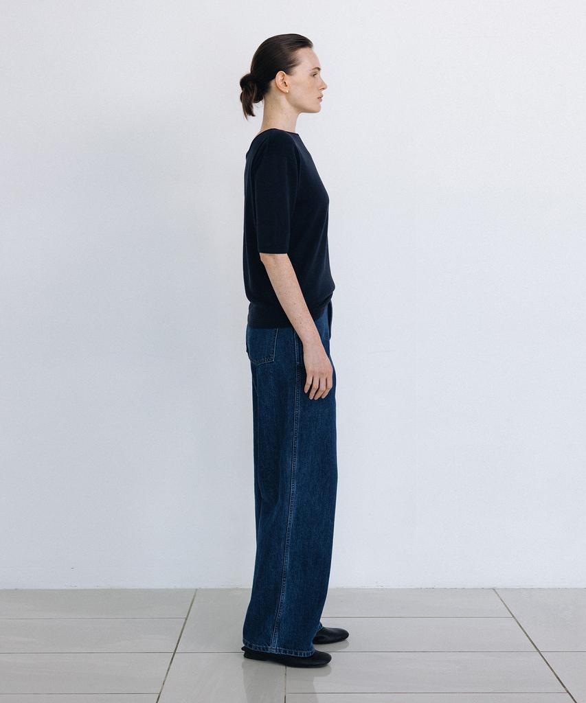 Beullaengkeulumumeon Boat Neck Half Knit_Navy