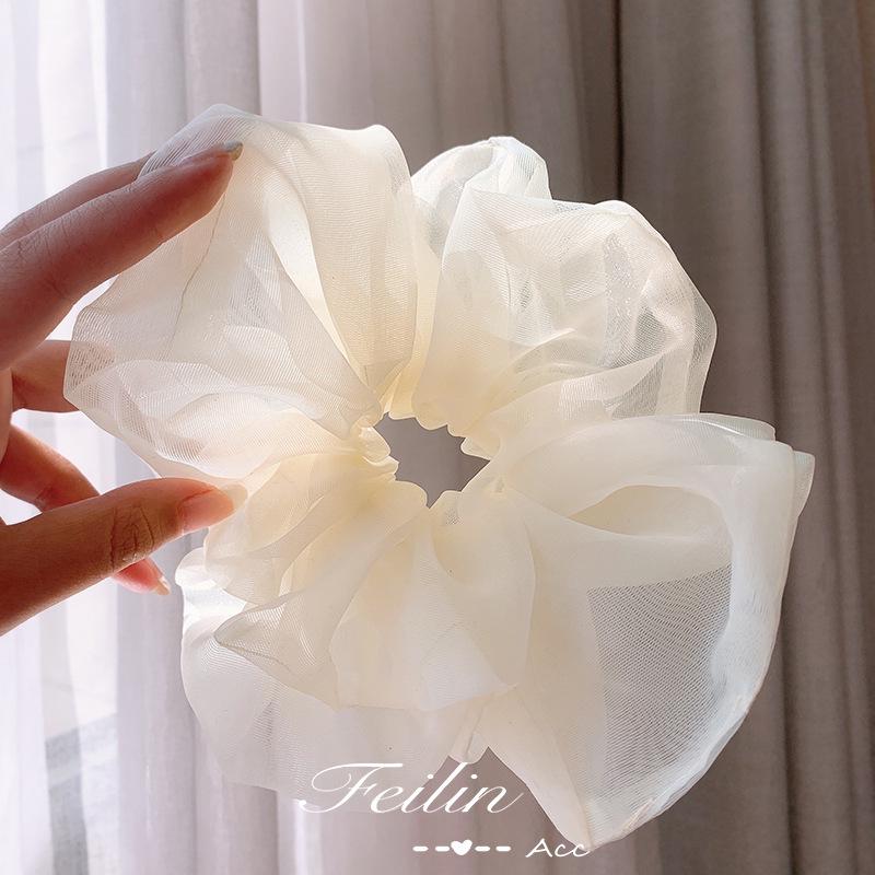 Organza Hair Tie for Women - Korean Style Rubber Band with Leather Case