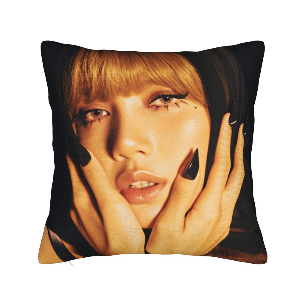 Kpop Style Cool Girl Lisa Pillow Case Vintage Pillow Cover Comfy Pillowcases For Living Room Sofa
