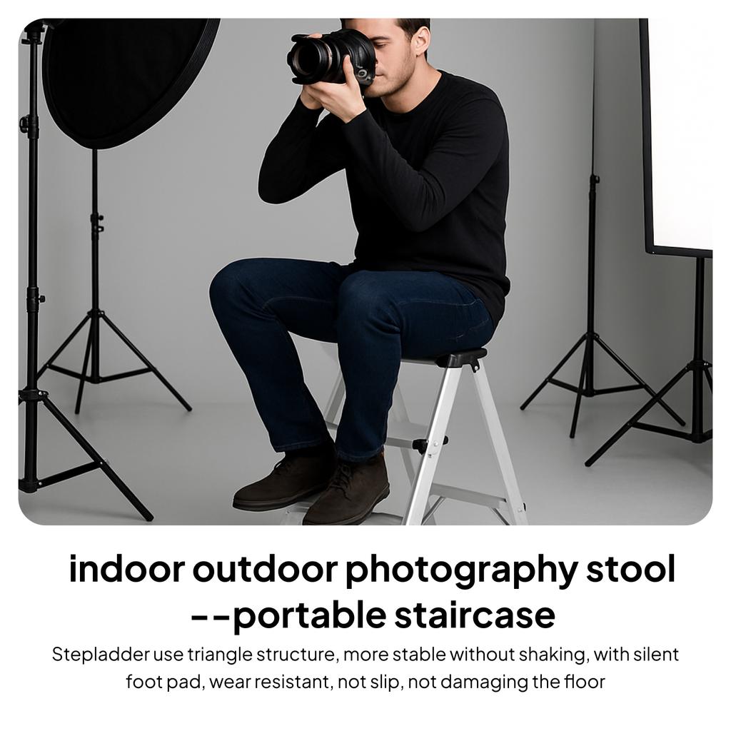 3 Step Stool Herringbone Ladders Foldable Aluminum Alloy Ladder Sturdy Step Rack Working Stools for Garage Home Outdoor Work