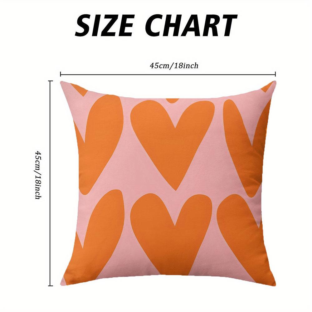 Tangerine Heart square Jacquard Pillow Cover for Sofa Office Waist Cushion Cover Home Decorative Pillowcase
