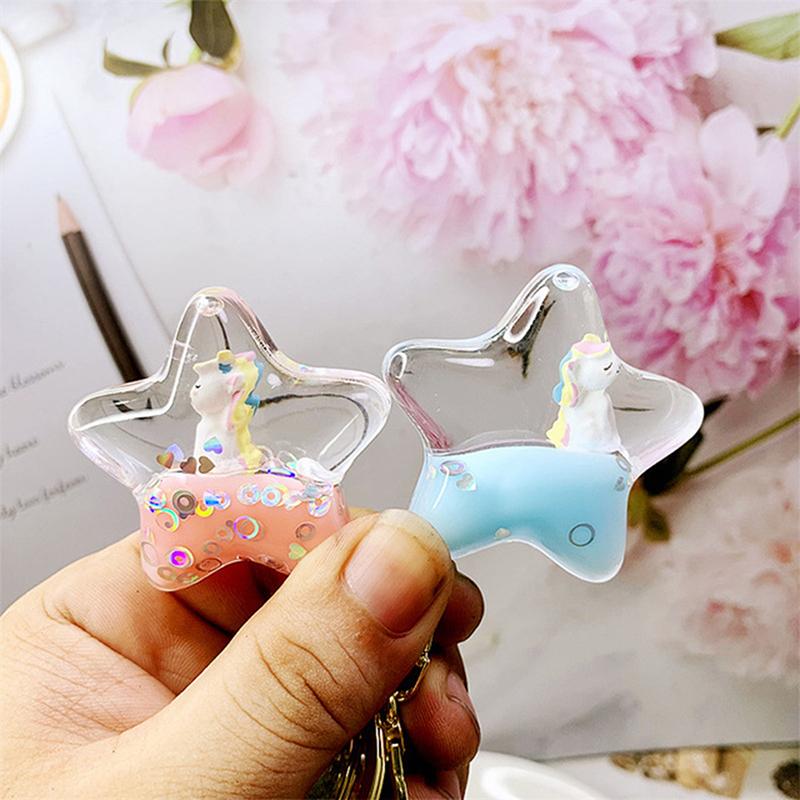 Cartoon Cute Keychain Milk Tea Cup Liquid Quicksand Sequin Keyring