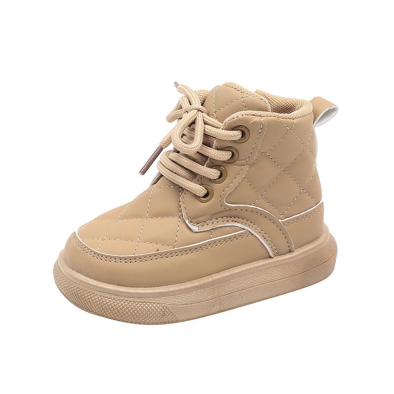 Retro Simple Children's Autumn New Plaid Warm Boots