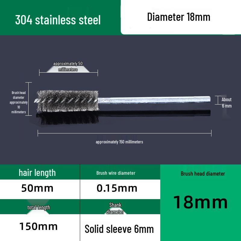 Industrial Rust Removal and Polishing Brush with Handle - Stainless Steel and Copper Wire for Inner Hole Sanding