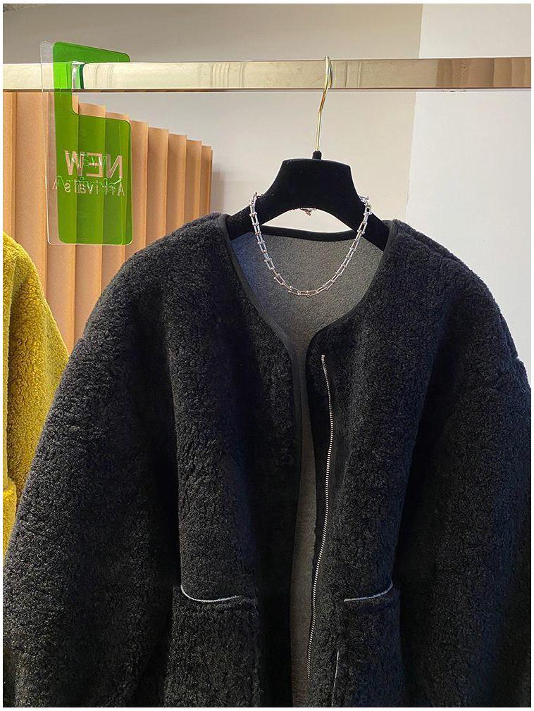 Women's Winter 2025 Soft Yellow Lambswool Coat - Loose, Thick, and Fluffy