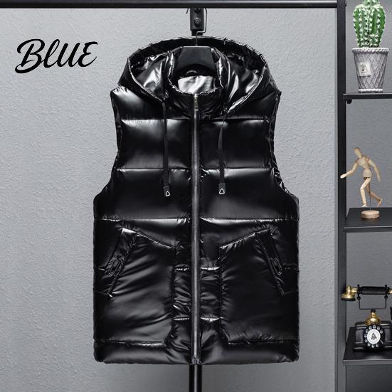 Breathable Vest Coat Comfortable Down Sleeveless Zipper Collar Hooded Men Stand Closure Winter Outwear