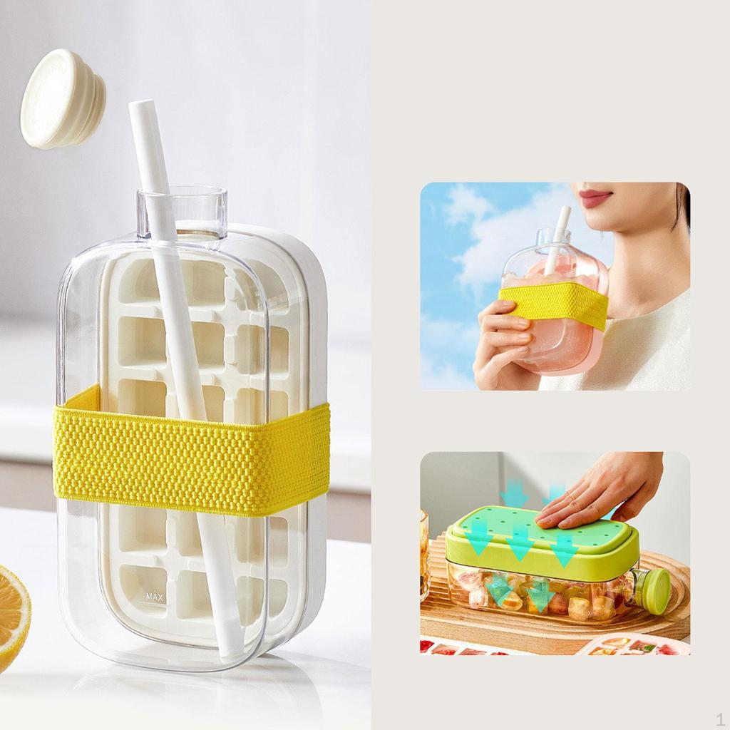 Ice Cube Tray Flexible Nonslip Kitchen Gadgets Mold for Tea Cocktail Bar White 800ml