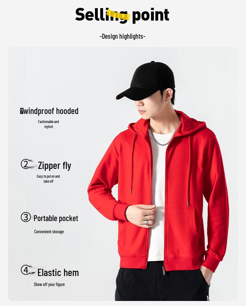 Men's 100% Cotton Hooded Zipper Cardigan Sweatshirt - 2025 Autumn/Winter Casual Loose Fit Jacket for Couples