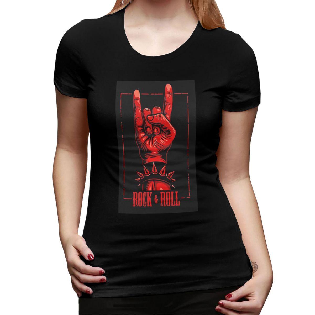 

Rock Star Skull Rock N Roll TShirt for Women Crew Neck Streetwear T Shirts Womens Tees Short Summer Clothes Tops 4XL