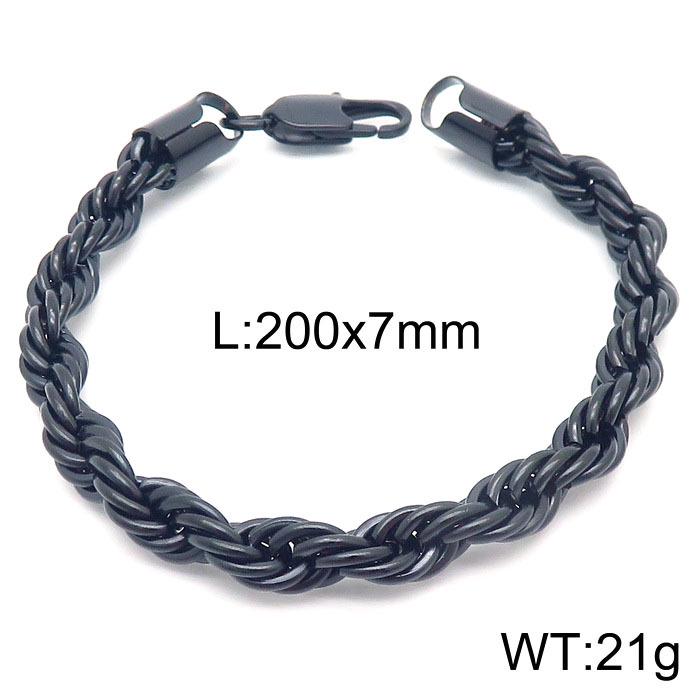 Herren 18k Vergoldetes Gedrehtes Seil Armband, 6mm Edelstahl, Schmuck im Hip-Hop-Stil.