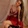 Sexy Pyjama Damen Eis Seide dünner Stil mit Brustpolster Spitze schöner Rücken pure Lust Träger Nachthemd zweiteilig Loungewear