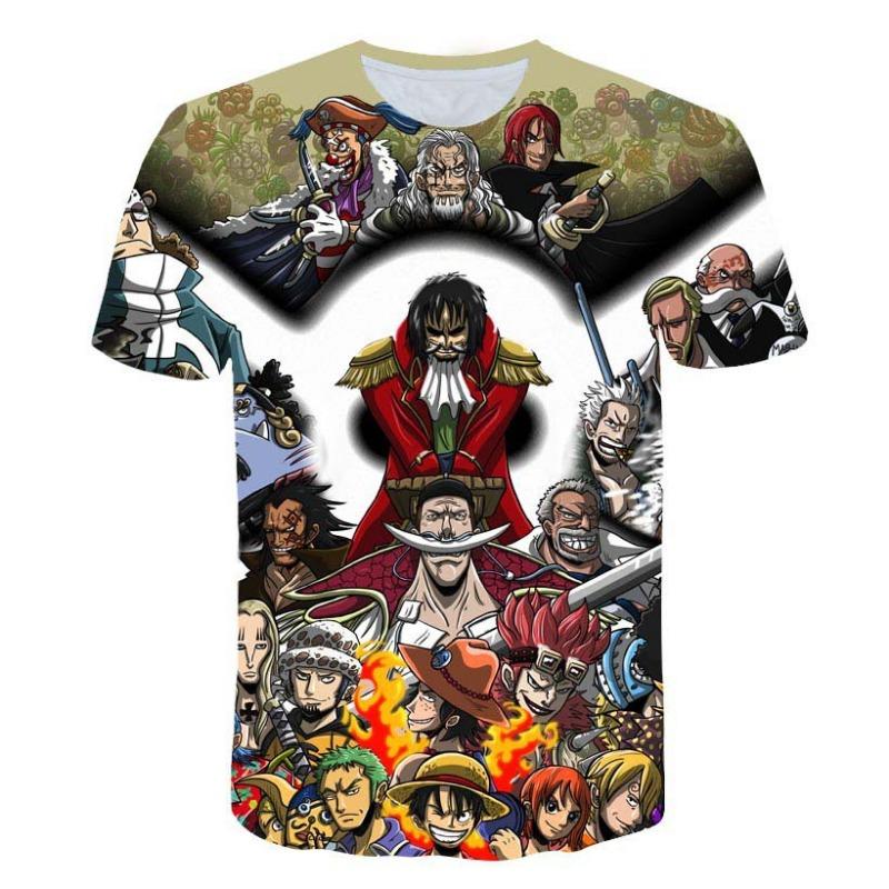 European and American Trendy New One Piece Rubber Man Luffy 3D Digital Printed Cartoon Cool Boy T-shirt