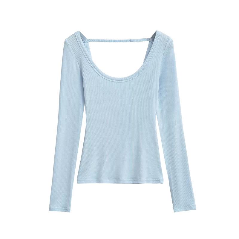 Slim Fit Open-Back Long Sleeve Women's T-Shirt