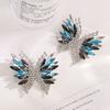 Blue Black Gradient Butterfly Brooch With Full Diamond Craftsmanship Three-dimensional Design Light Luxury Style Coat Accessory