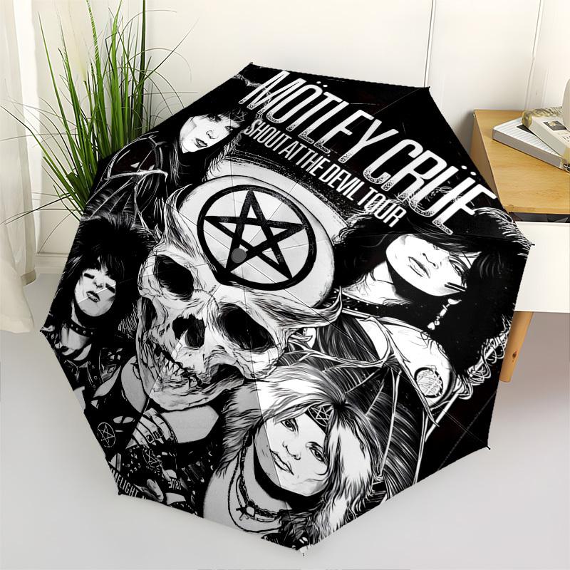 

Motley Crue,Heavy Metal Automatic Folding umbrella Compact 8 rib Design,Unique Style,Suitable for Everyday Outdoor Use,Perfect Gift fo