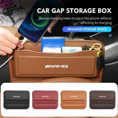 Leather Car Seat Gap Filler Console Side Crevice Storage Box For Mercedes Benz AMG C180 C300 W124 W176 W177 C200 C260 GLC CLE