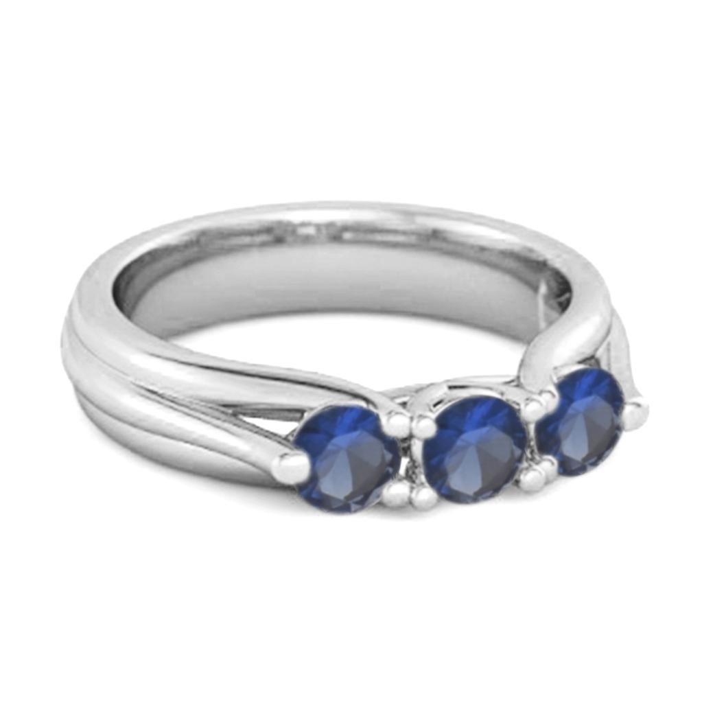 Blauer Saphir Drei-Stein-Ring - 925 Sterlingsilber