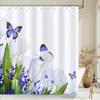 Beautiful Tulip Rose Flowers Shower Curtain Bathroom Curtains Nature Flower Waterproof Polyeste Fabric Bathtub Decor With Hook