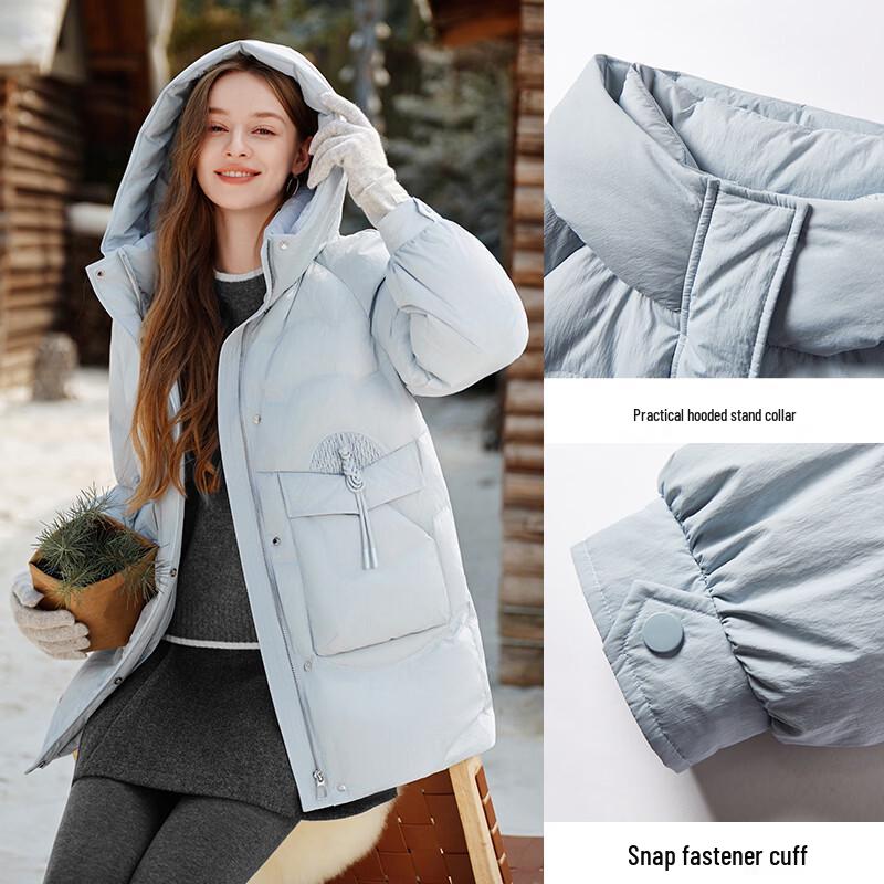 Xiangying New Chinese Style Hooded Down Jacket for Women