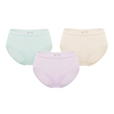 Women's 5A Antibacterial Breathable Mid-Waist Cotton Underwear 3-Pack