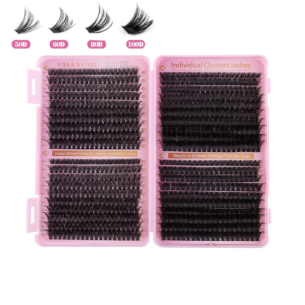 Zestaw 800 Kępek Gęstych Sztucznych Rzęs D-Song 8-18mm DIY Segmentowe Naturalnie Podkręcone Rzęsy