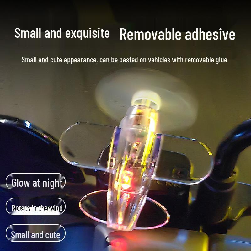 Wind-Powered Colorful LED Light Car Ornaments and Motorcycle Decorations