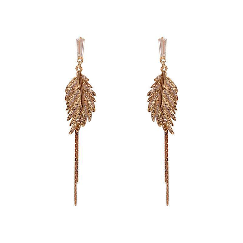 Trendy 925 Silver Tassel Leaf Earrings for Women - Long, Fashionable Design