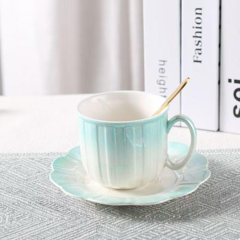 400ml Colorful Pearl Ceramic Mug with Cover and Spoon High Appearance Level for Home Breakfast Milk Tea Cup Coffe Cups
