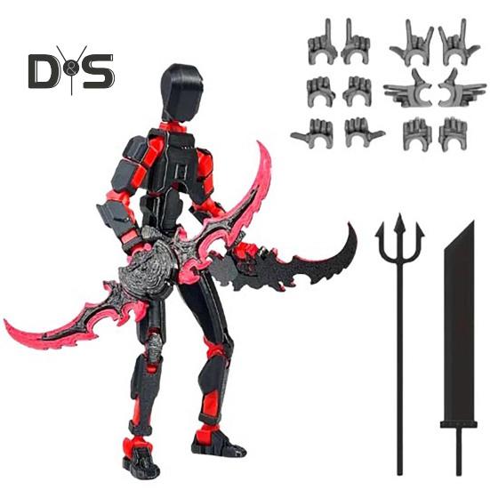 

1 комплект фігурки робота з аксесуарами. Багатошарнірна рухома 3D-друкована модель робота. Шарнірна фігурка-манекен. Прикраса. Діти. Дорослі. Подарунок. червоний колір чорний