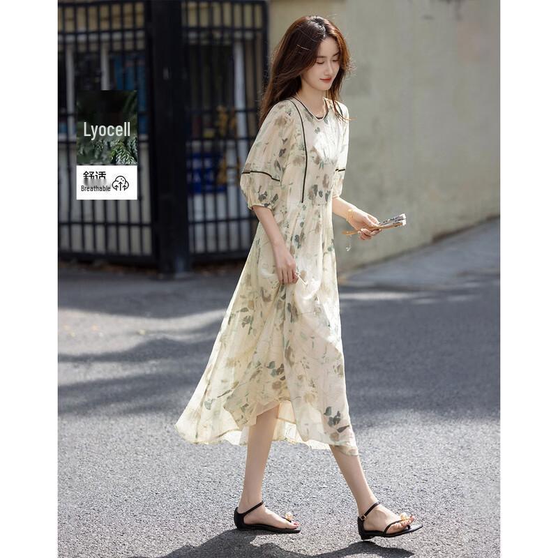Demana Lyocell V-Neck Printed Summer Dress M