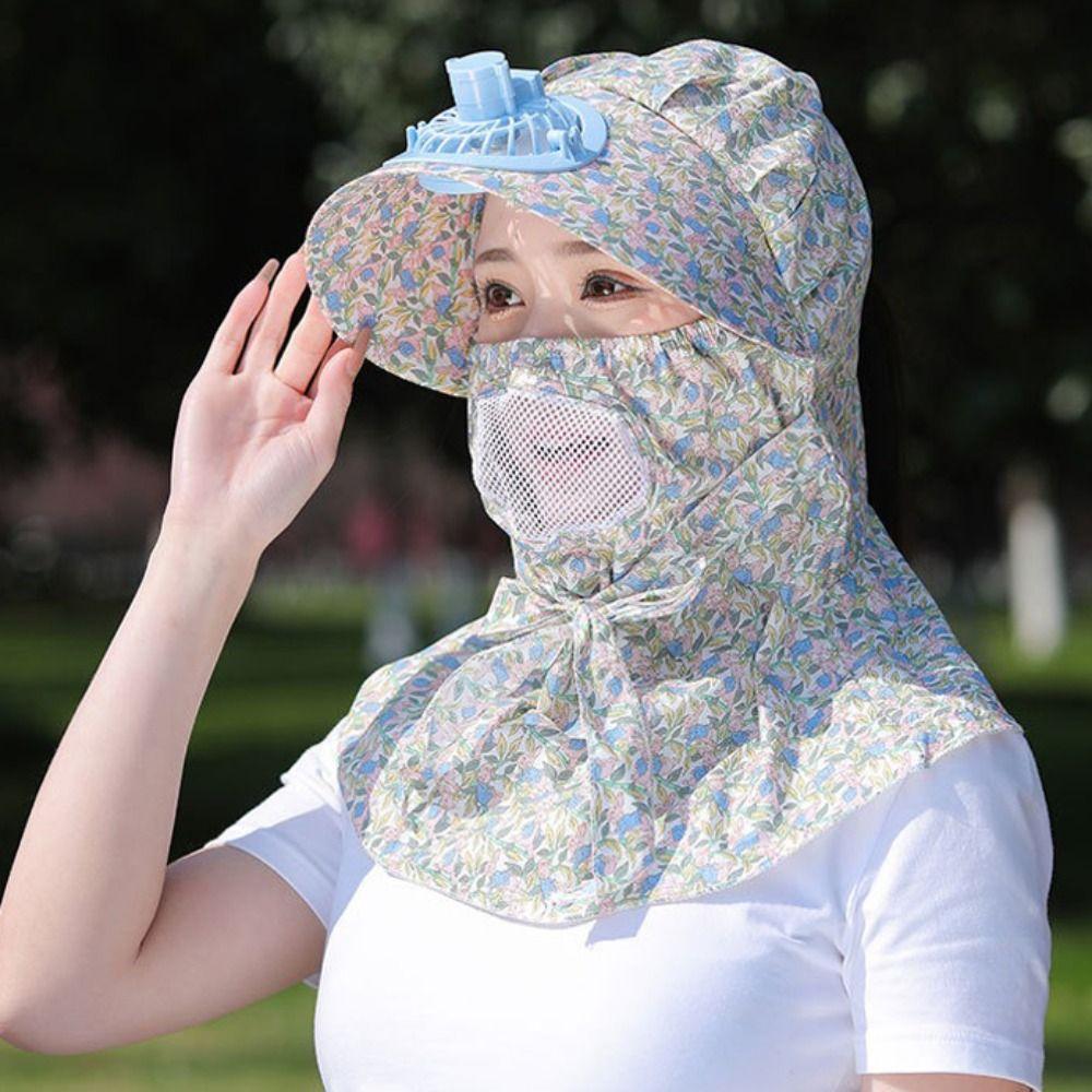 with Electric Fan Fan Camping Hat Breathable Camping Cap Fashion Face Hood Hat Outdoor