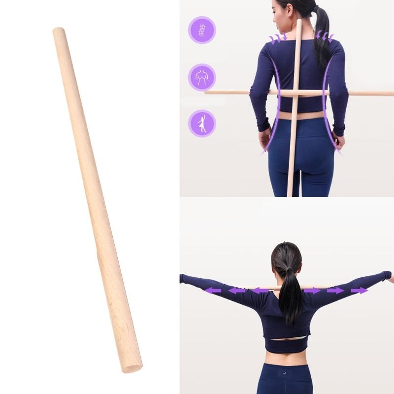 Correct Postures Exercise Stick Mobility Fitness Poles Portable Wood Yoga Training Stick Stretching Tool for Women, Kids