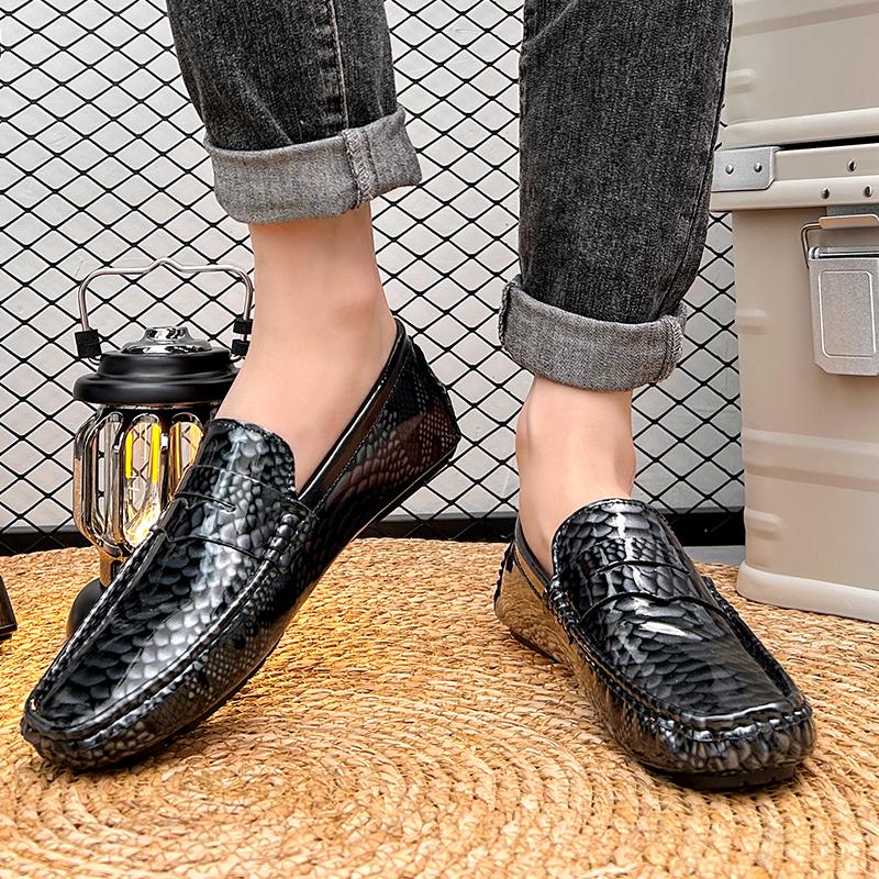 Herr Loafers Moccasins Färg Körskor Bekväma Plattor Casual Slip-ons Större Storlekar Pea Shoes för Män