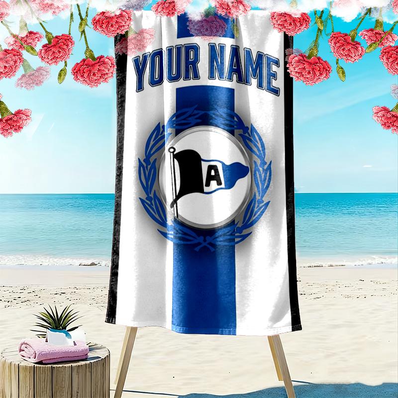 Custom Name Arminia Bielefeld Print Beach Towel, Large Soft Quick Dry Towel for Beach Camping Swimming