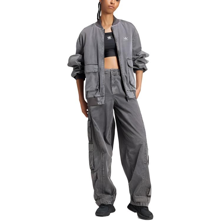 Adidas Originals ADILENIUM LONG SLEEVE TOP Jacket Women's Gray JM9264