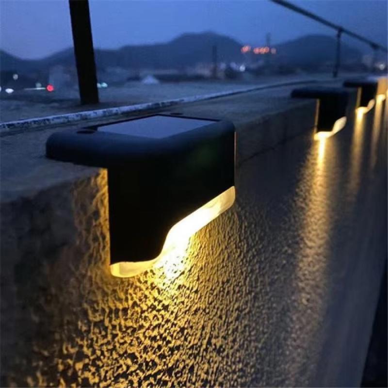4 Pack Solar Deck Lights Outdoor Waterproof LED Fence Lights Garden Step Lamp for Patio Stairs Railing Pathway Step Solar Lamp