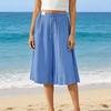 Summer Loose Wide Leg Casual Cropped Pants, Fashion Breathable 3/4 Length Beach Trousers for Women, European American Style