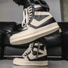 Men's High-Top Trendy Spring Sneakers, European and American Style, Thick-Soled Height-Enhancing Short Boots.