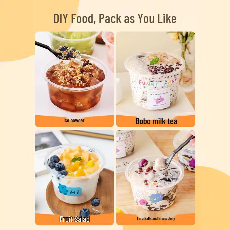 Takeout Plastic Dessert Bowls with Lids