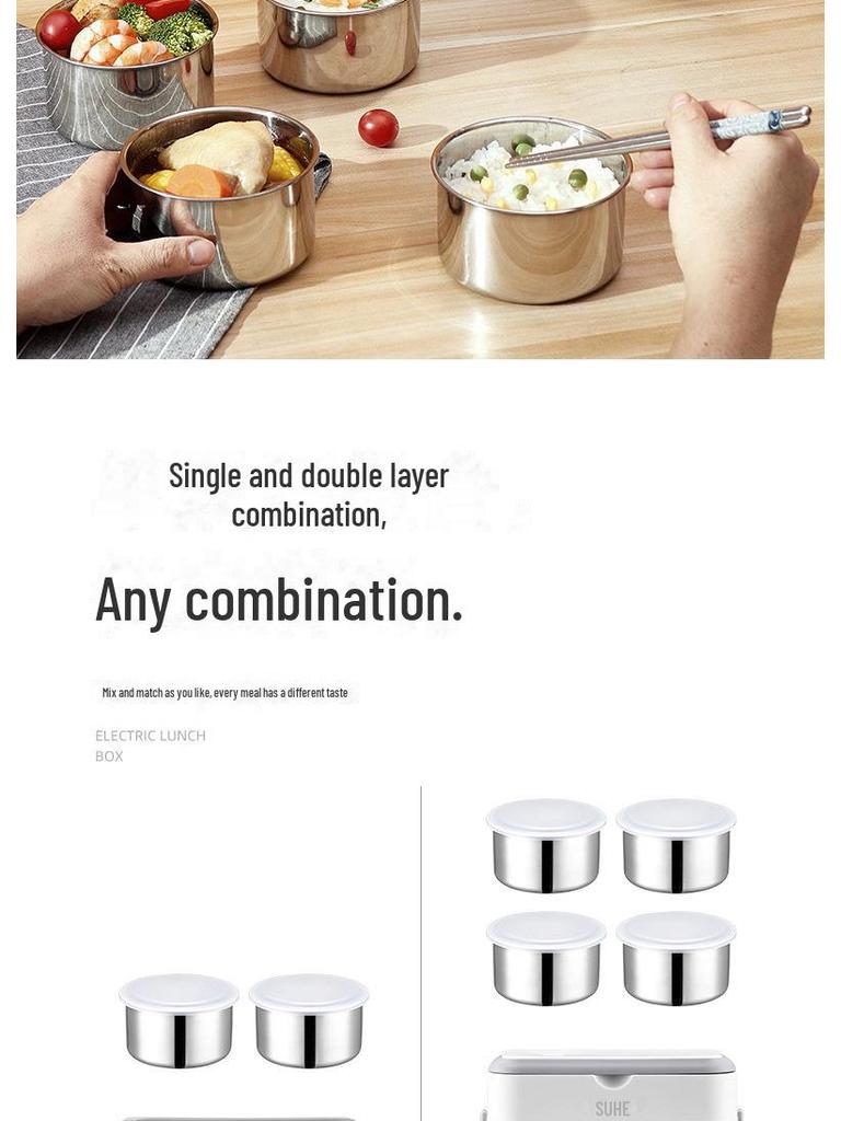 Portable Electric Lunch Box for Heating, Steaming, Cooking, and Warm Food Storage - Ideal for Office Workers