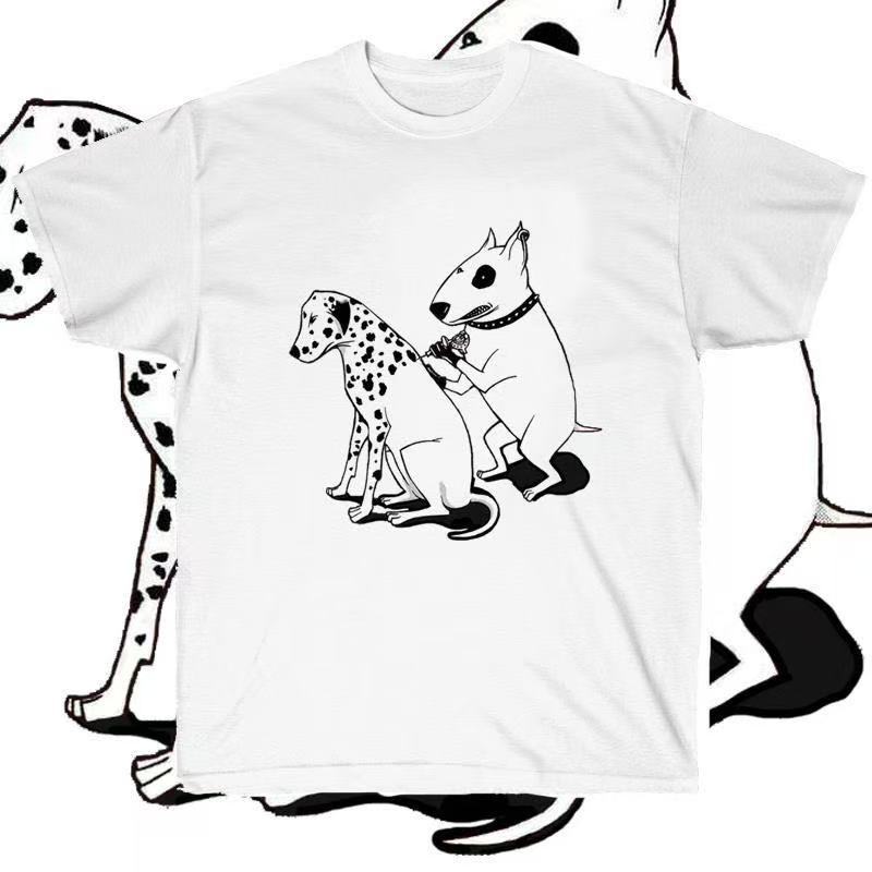 Mockingjay Dog Tshirt with Cowhead Patterned Spots  Mens and Womens Large Size 100 Cotton Printed Design Large Size Short