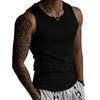 Summer Men Tank Top Ribbed O-Neck Sleeves Shirt Breathable Solid Color Slim Fit Stretch Casual Gym Sports T-shirt