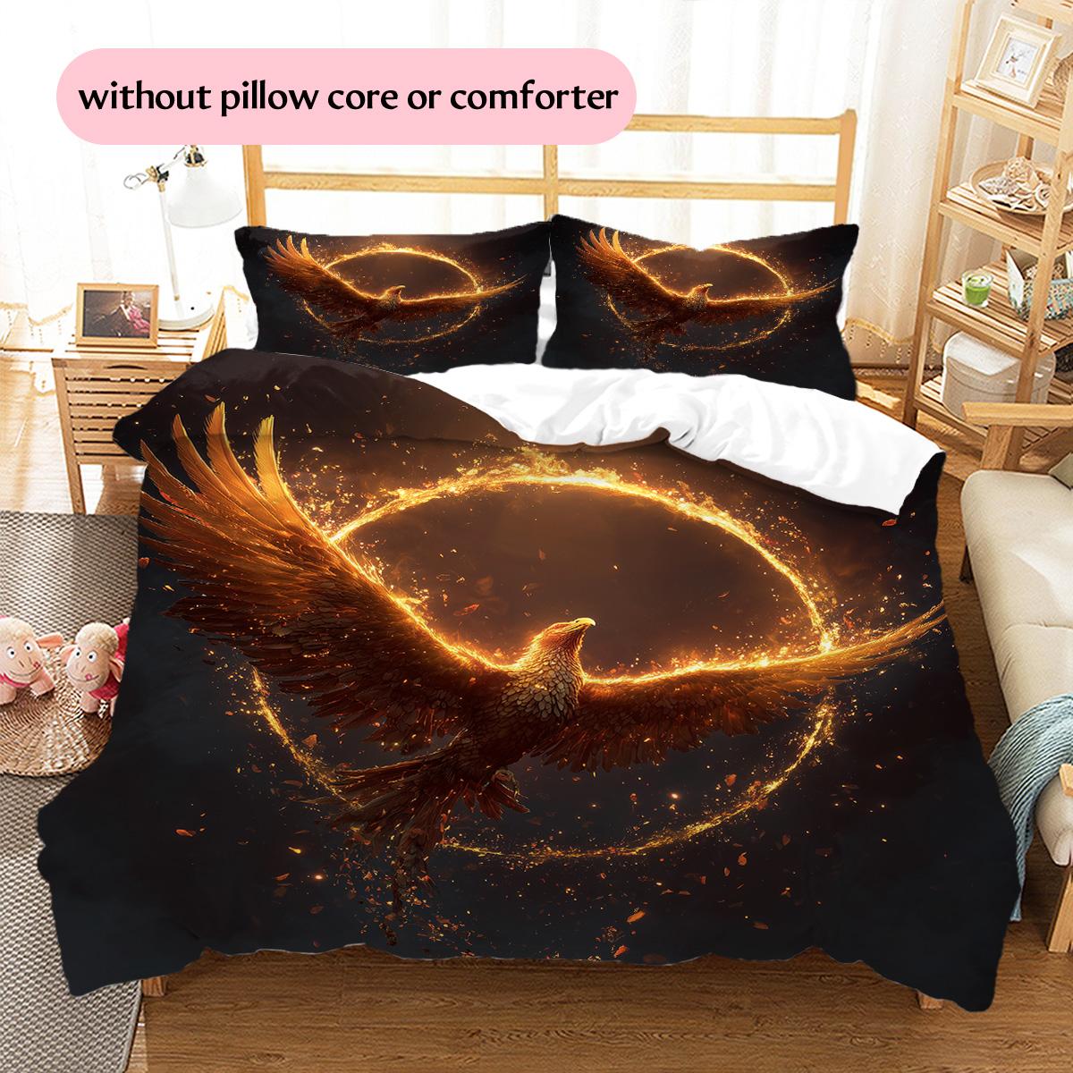 

Flame Phoenix Pattern Bedding Quilt Set Quilt Cover Pillowcase Home Decoration Gift (1 * duvet cover + 2 * pillowcase, without core) 135x200cm