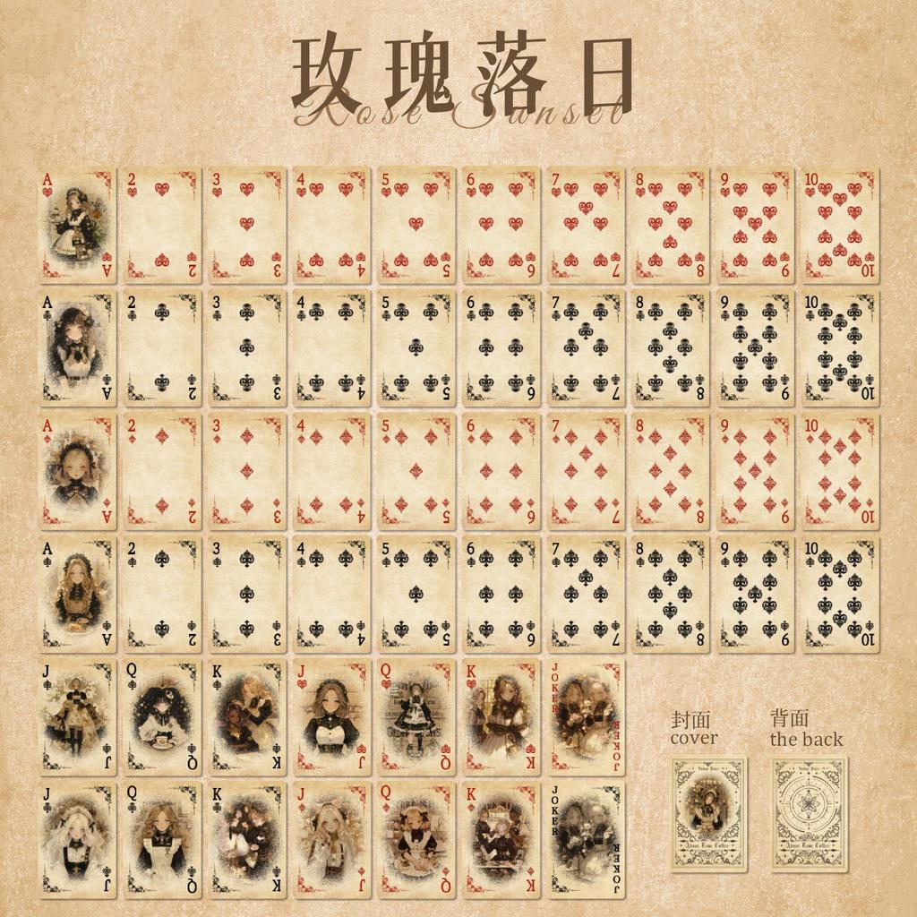 55 pcs Vintage Girl Character Card Paper, Poker-Themed Decorative Paper for Puzzle & Entertainment Crafts