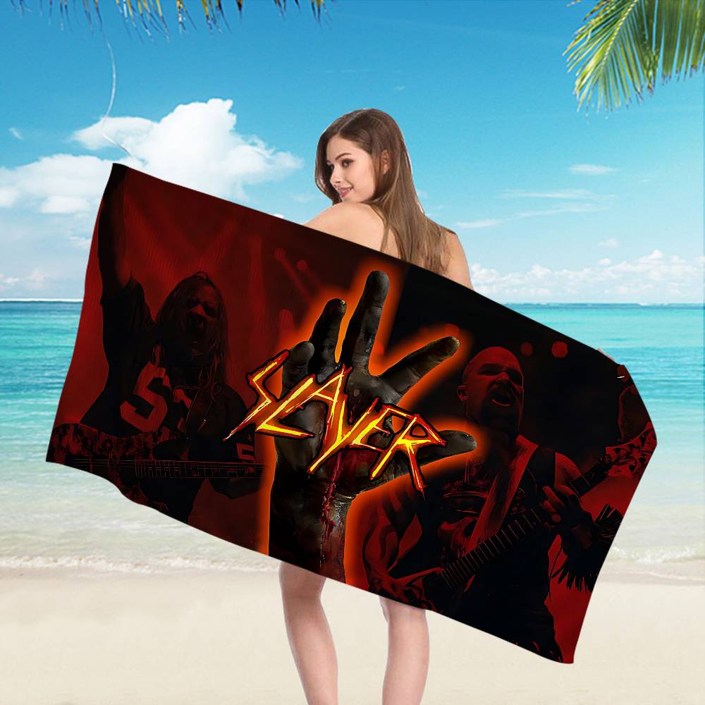 Slayer Heavy Metal Band Music Bath Towel Microfiber Soft Water Absorbing Breathable For Girl Kids Decorative Cartoon